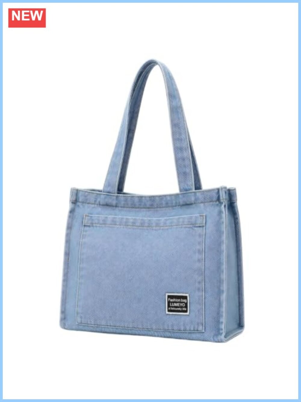 Denim Jean Shoulder Tote Bag Large Canvas Work Bag with Pockets and Zipper